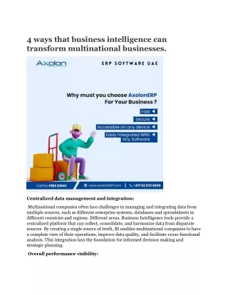 4 ways that business intelligence can transform multinational businesses.