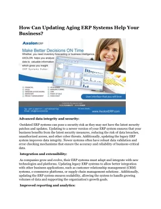 How Can Updating Aging ERP Systems Help Your Business