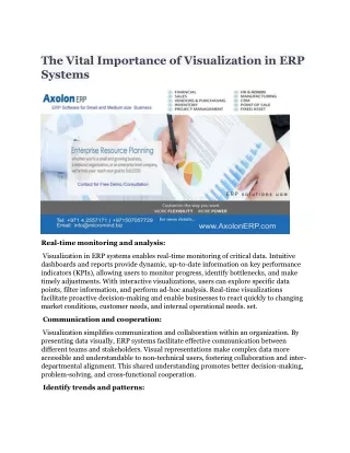 The Vital Importance of Visualization in ERP Systems