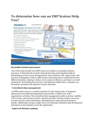 To determine how can an ERP System Help You