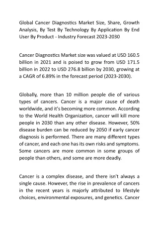 Global Cancer Diagnostics Market Size
