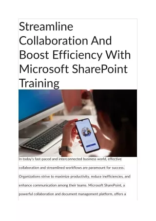 Streamline Collaboration And Boost Efficiency With Microsoft SharePoint Training
