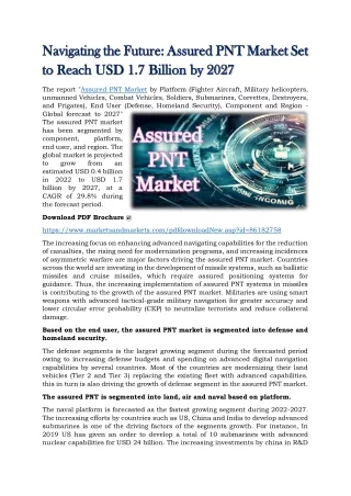 Assured PNT Market Set to Reach USD 1.7 Billion by 2027