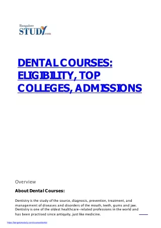 List of Dental Courses in India