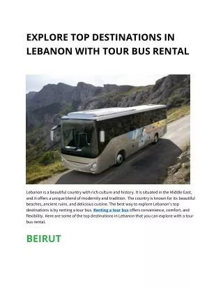 EXPLORE TOP DESTINATIONS IN LEBANON WITH TOUR BUS RENTAL