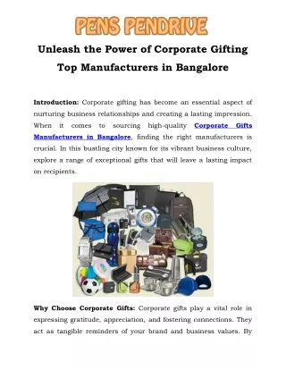 Unleash the Power of Corporate Gifting Top Manufacturers in Bangalore