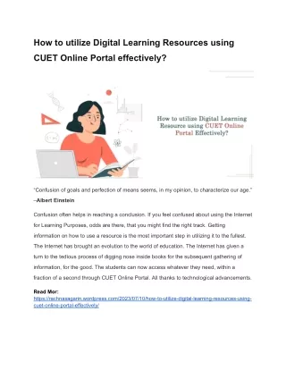 How to utilize Digital Learning Resources using CUET Online Portal effectively