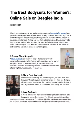 Discover the Best Bodysuits for Women's_ Online Sale on Beeglee India