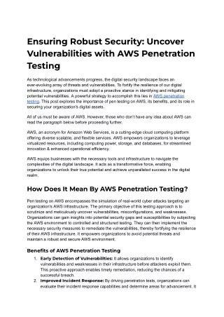 Ensuring Robust Security_ Uncover Vulnerabilities with AWS Penetration Testing