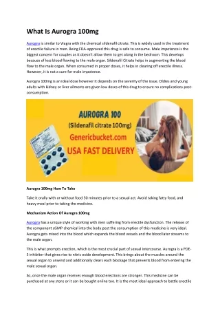 What Is Aurogra 100mg