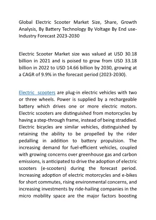 Global Electric Scooter Market Size