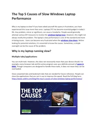 The Top 5 Causes of Slow Windows Laptop Performance