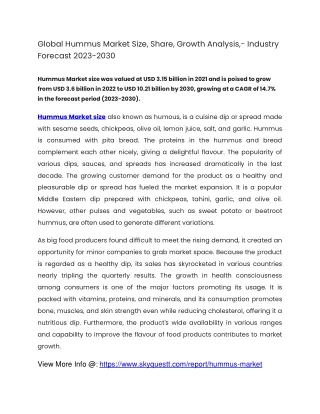 Global Hummus Market