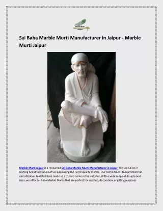 Sai Baba Marble Murti Manufacturer in Jaipur