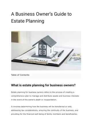 A Business Owner’s Guide to Estate Planning