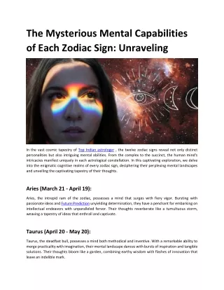 The Mysterious Mental Capabilities of Each Zodiac Sign