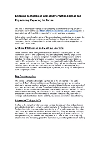 Emerging Technologies in BTech Information Science_Nitte University