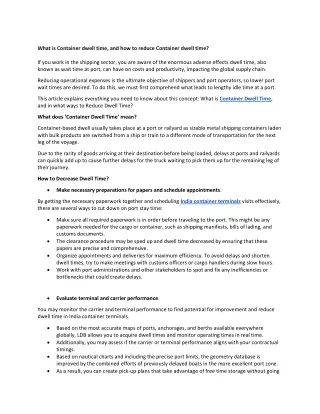 What Is Container Dwell Time, and How to Reduce Container Dwell Time?
