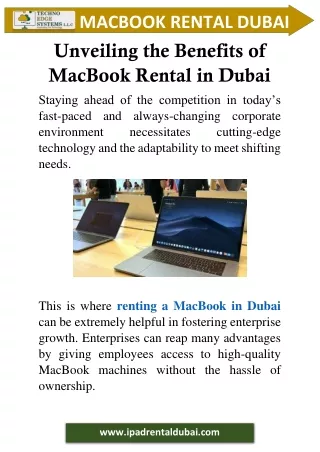 Unveiling the Benefits of MacBook Rental in Dubai