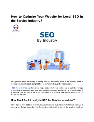 How to Optimize Your Website for Local SEO in the Service Industry