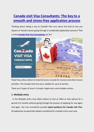 Canada visit Visa Consultants The key to a smooth and stress-free application process