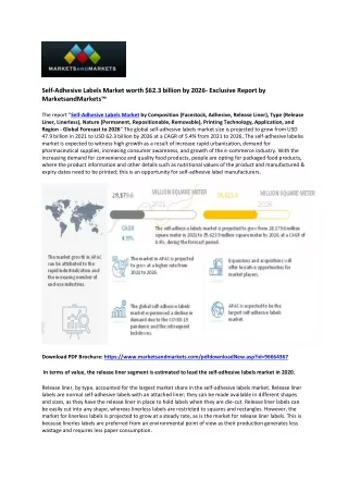 Self-Adhesive Labels Market Racing Towards $62.3 Billion by 2026