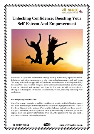 Unlocking Confidence: Boosting Your Self-Esteem And Empowerment