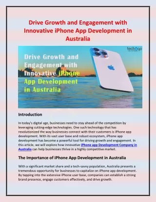 Drive Growth and Engagement with Innovative iPhone App Development in Australia