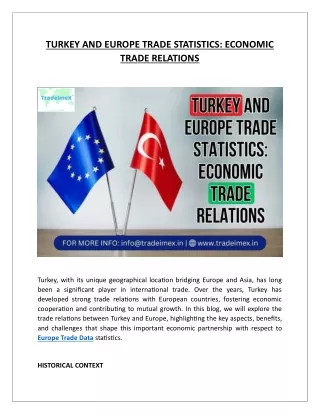 TURKEY AND EUROPE TRADE STATISTICS: ECONOMIC TRADE RELATIONS