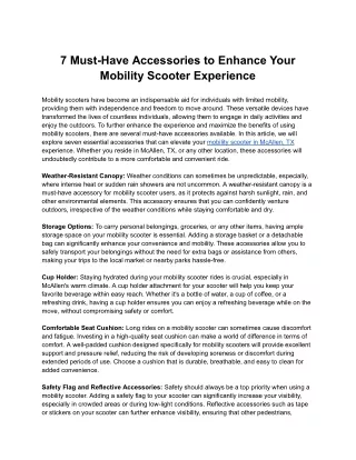 7 Must-Have Accessories to Enhance Your Mobility Scooter Experience