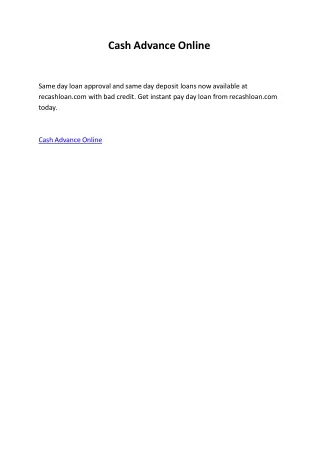 Cash Advance Online