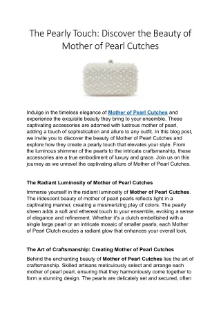 The Pearly Touch Discover the Beauty of Mother of Pearl Cutches