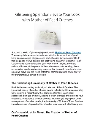 Glistening Splendor Elevate Your Look with Mother of Pearl Cutches