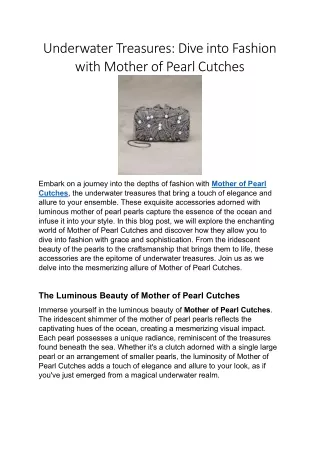 Underwater Treasures Dive into Fashion with Mother of Pearl Cutches