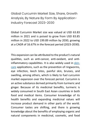 Global Curcumin Market Size