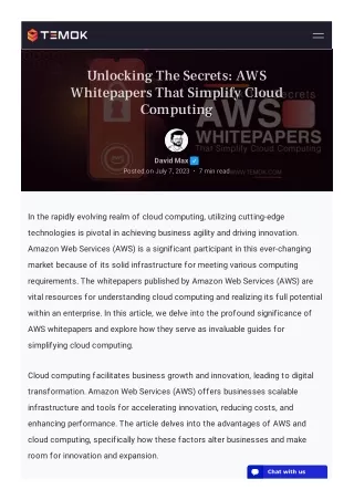 Unlocking The Secrets: AWS Whitepapers That Simplify Cloud Computing