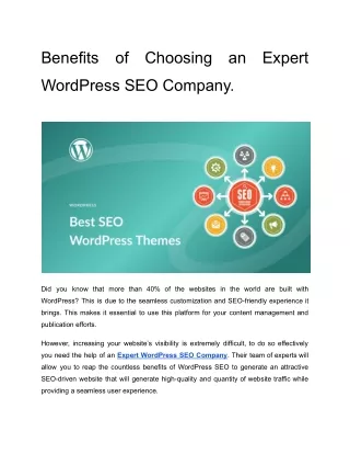 Benefits of Choosing an Expert WordPress SEO Company