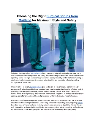 Choosing the Right Surgical Scrubs from Maitland for Maximum Style and Safety