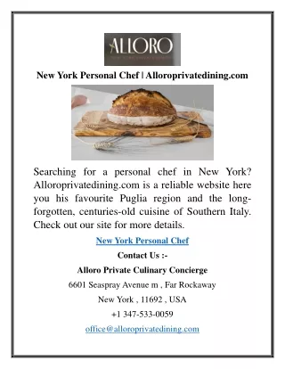 New York Personal Chef  Alloroprivatedining