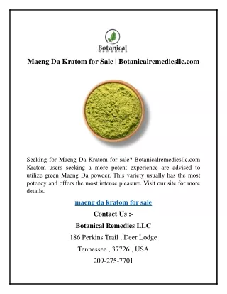 Maeng Da Kratom for Sale  Botanicalremediesllc.com