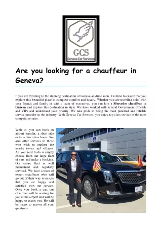 Are you looking for a chauffeur in Geneva?