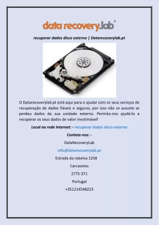 recuperar dados disco externo  Datarecoverylab.pt