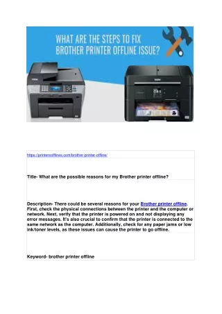 What are the possible reasons for my Brother printer offline?