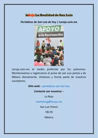 Periódicos de San Luis de hoy  Laroja.com.mx