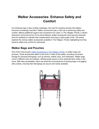 Walker Accessories: Enhance Safety and Comfort