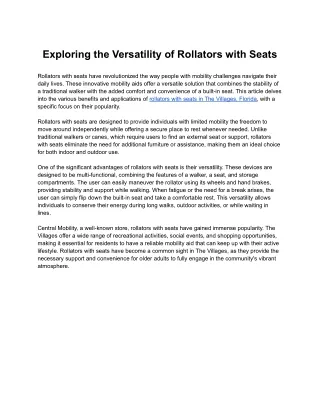 Exploring the Versatility of Rollators with Seats