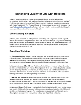 Enhancing Quality of Life with Rollators