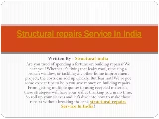 Structural repairs Service In India