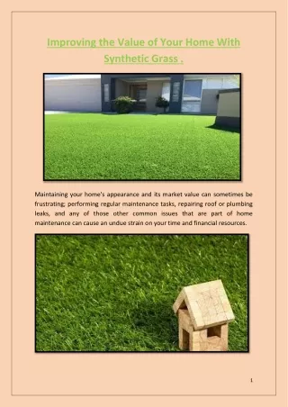 Improving the Value of Your Home With Synthetic Grass
