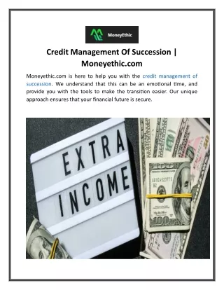 Credit Management Of Succession  Moneyethic